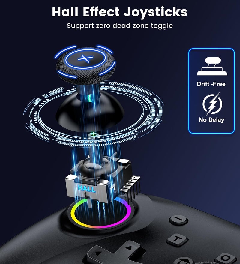AIfasterfly Store PC Controller with Holder, Wireless Bluetooth Controller, 1000mAh Battery, with Hall Effect Joysticks & Triggers, No Dead Zone, No Stick Drift, Controller for PC, Switch, iOS and Android - Image 2